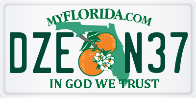 FL license plate DZEN37