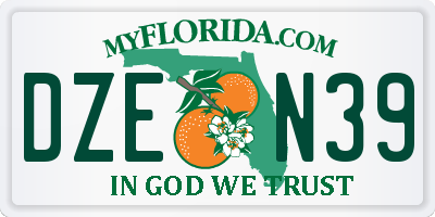 FL license plate DZEN39