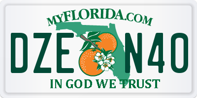 FL license plate DZEN40