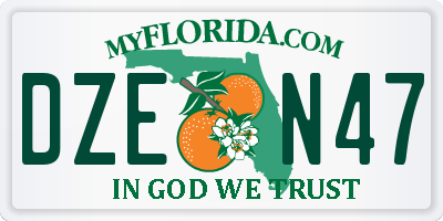 FL license plate DZEN47