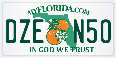 FL license plate DZEN50