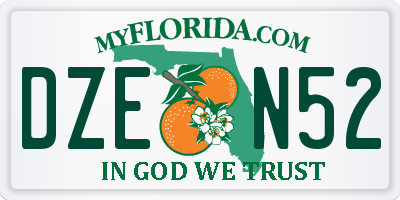 FL license plate DZEN52