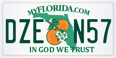 FL license plate DZEN57