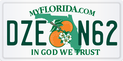 FL license plate DZEN62