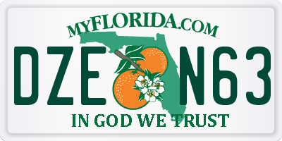 FL license plate DZEN63