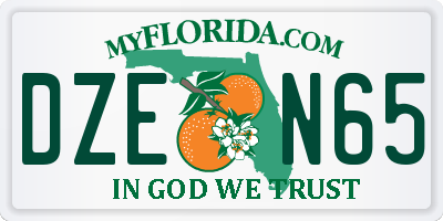 FL license plate DZEN65
