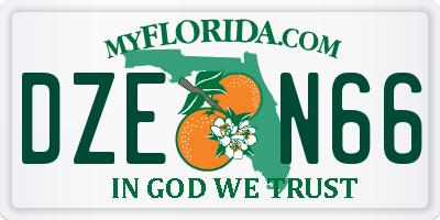 FL license plate DZEN66
