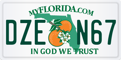 FL license plate DZEN67
