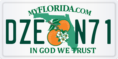 FL license plate DZEN71
