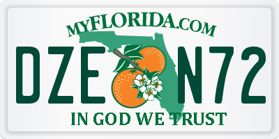 FL license plate DZEN72