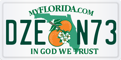 FL license plate DZEN73