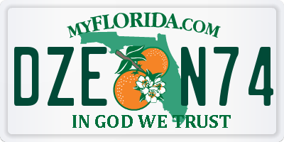 FL license plate DZEN74