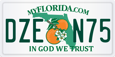 FL license plate DZEN75