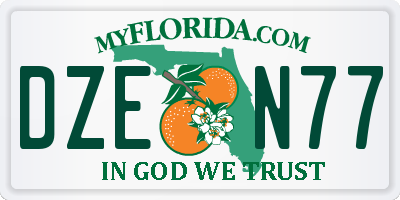 FL license plate DZEN77