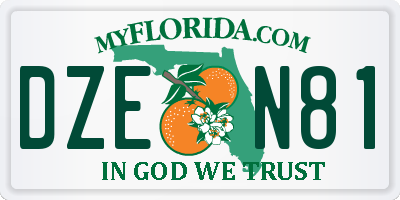 FL license plate DZEN81