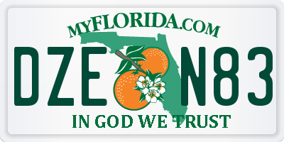 FL license plate DZEN83