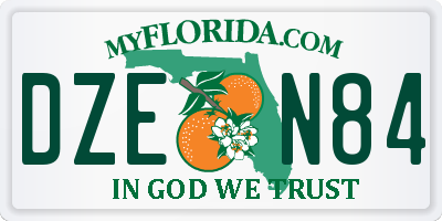 FL license plate DZEN84