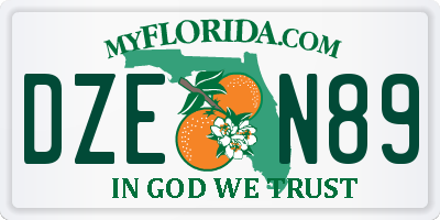 FL license plate DZEN89