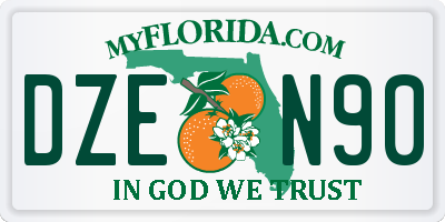 FL license plate DZEN90