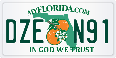 FL license plate DZEN91