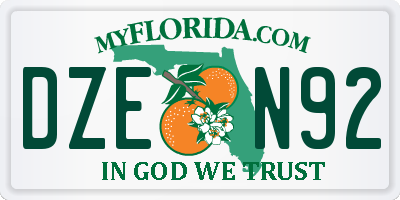 FL license plate DZEN92