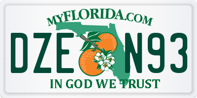 FL license plate DZEN93