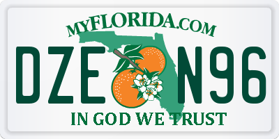 FL license plate DZEN96