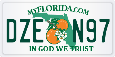 FL license plate DZEN97