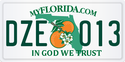 FL license plate DZEO13