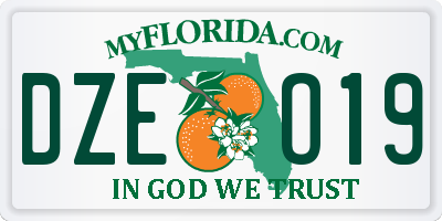 FL license plate DZEO19