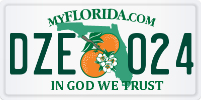 FL license plate DZEO24