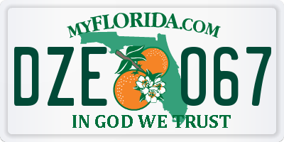 FL license plate DZEO67