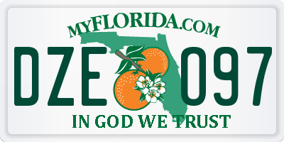 FL license plate DZEO97
