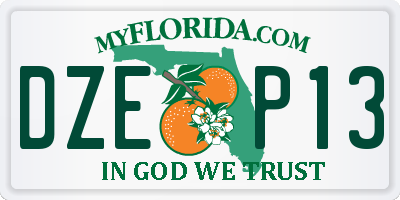 FL license plate DZEP13