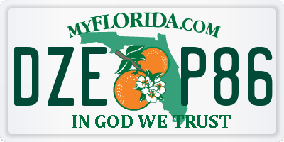 FL license plate DZEP86