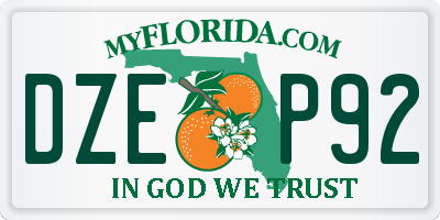 FL license plate DZEP92