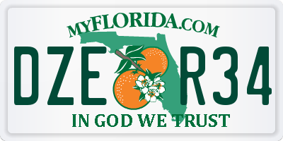 FL license plate DZER34
