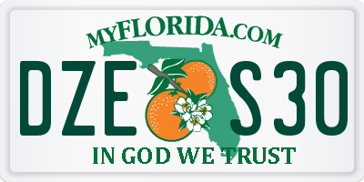 FL license plate DZES30