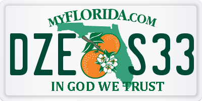 FL license plate DZES33