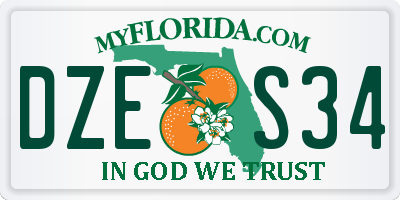 FL license plate DZES34