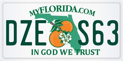 FL license plate DZES63