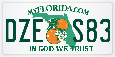 FL license plate DZES83