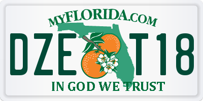 FL license plate DZET18