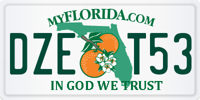 FL license plate DZET53
