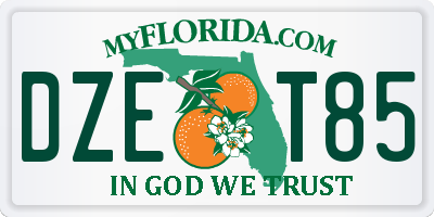 FL license plate DZET85