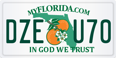 FL license plate DZEU70