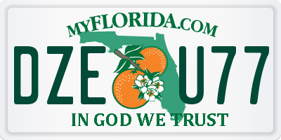 FL license plate DZEU77