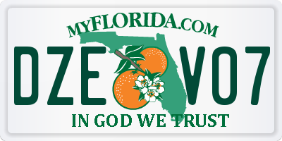 FL license plate DZEV07