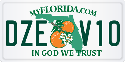 FL license plate DZEV10