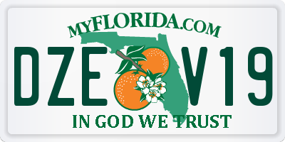 FL license plate DZEV19